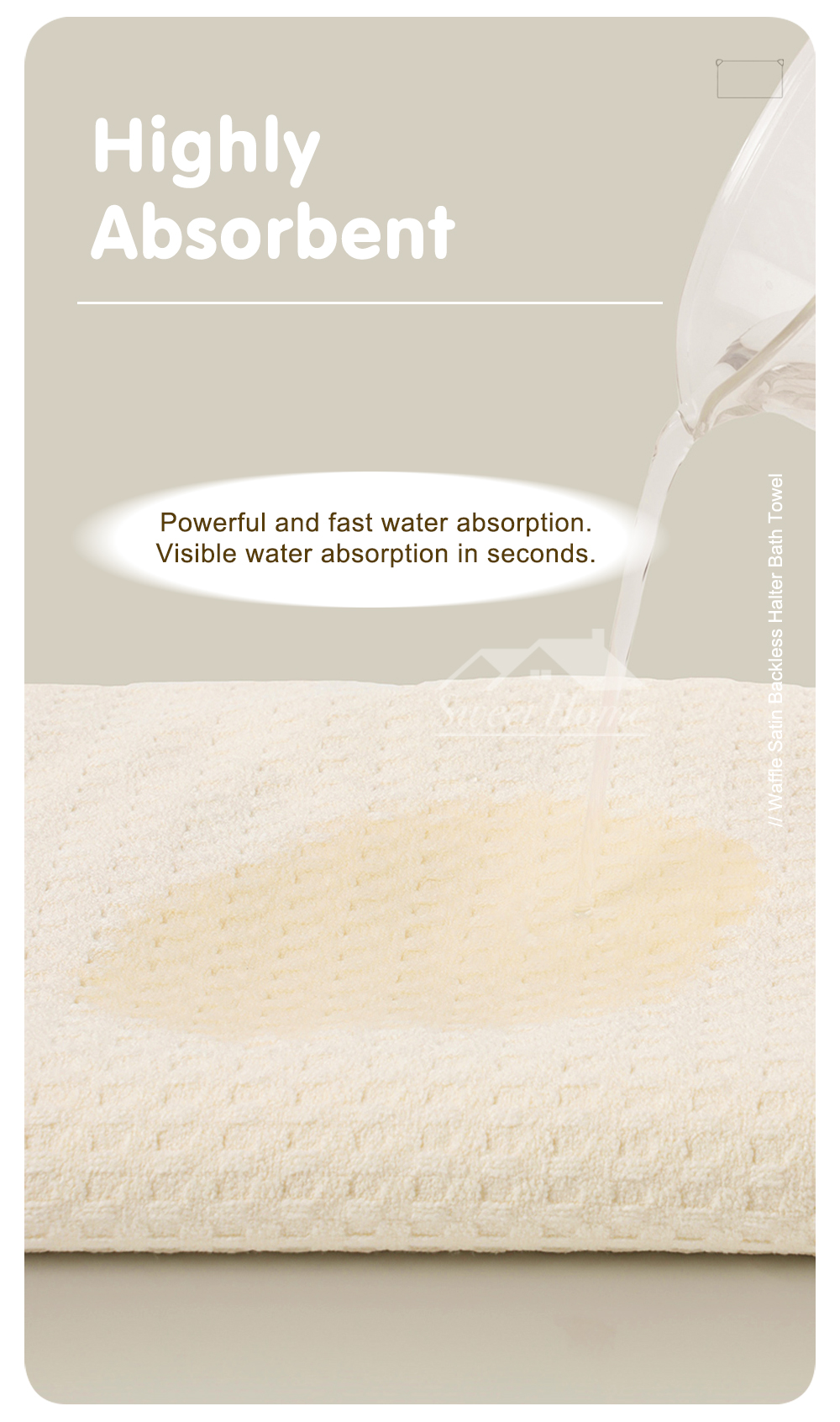 Waffle Satin Backless Halter Bath Towel-4